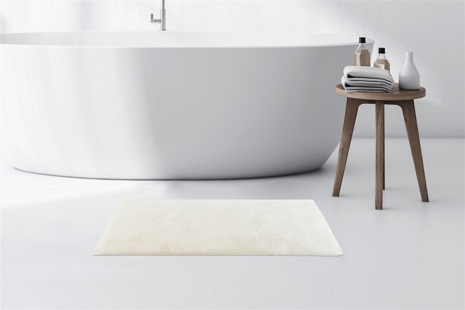 Kortpolig tapijt Oasisia Wit 22 mm Effen 50 x 90 cm