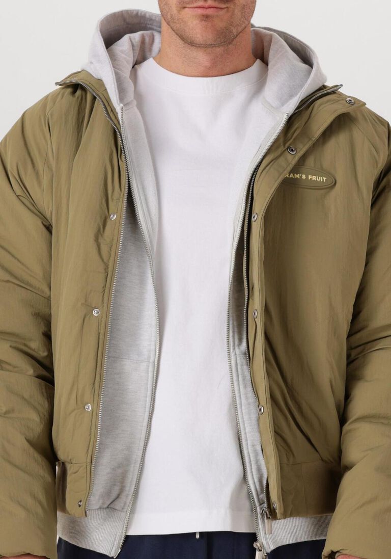 khaki bram's fruit jack emblem patch padded jacket