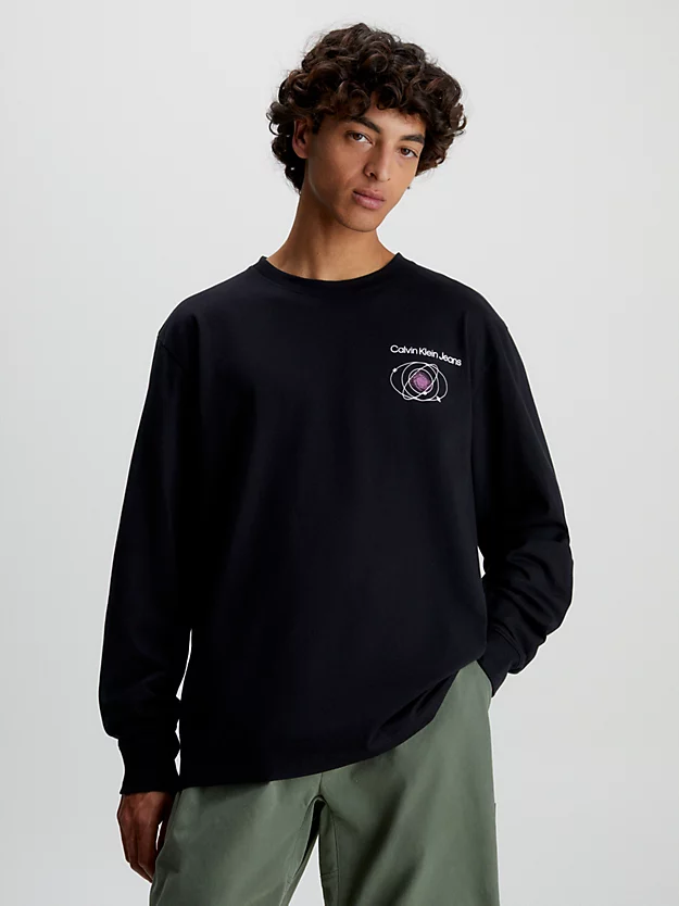 Camiseta de manga comprida com estampa nas costas