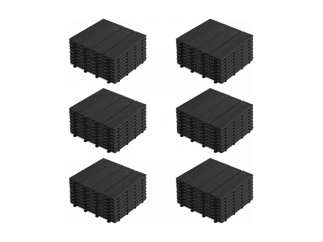 Lot de 48 dalles clipsables en bois composite gris