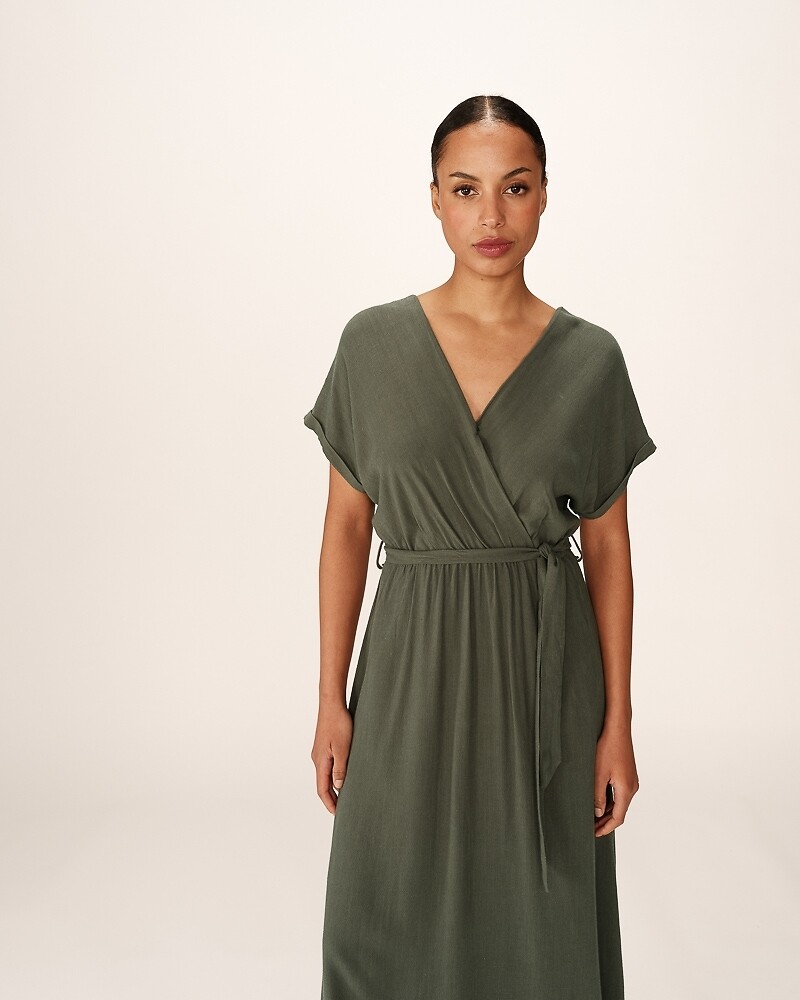 GRACE & MILA<br>Vestido maxi fluido com cinto, POLLEN