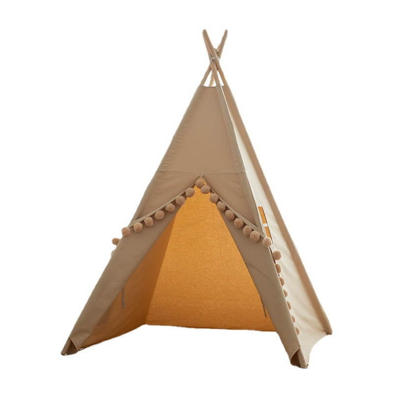 (120x150cm) Kinder Spieltipi Indoor Indianer Spielzelt mit Fenster - Beige