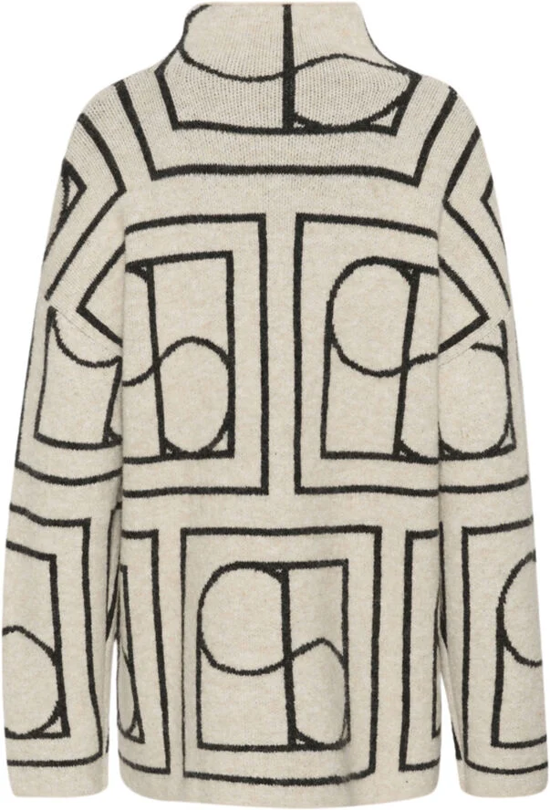 Soaked in Luxury SLHedaya Pullover Whisper white w black monogram