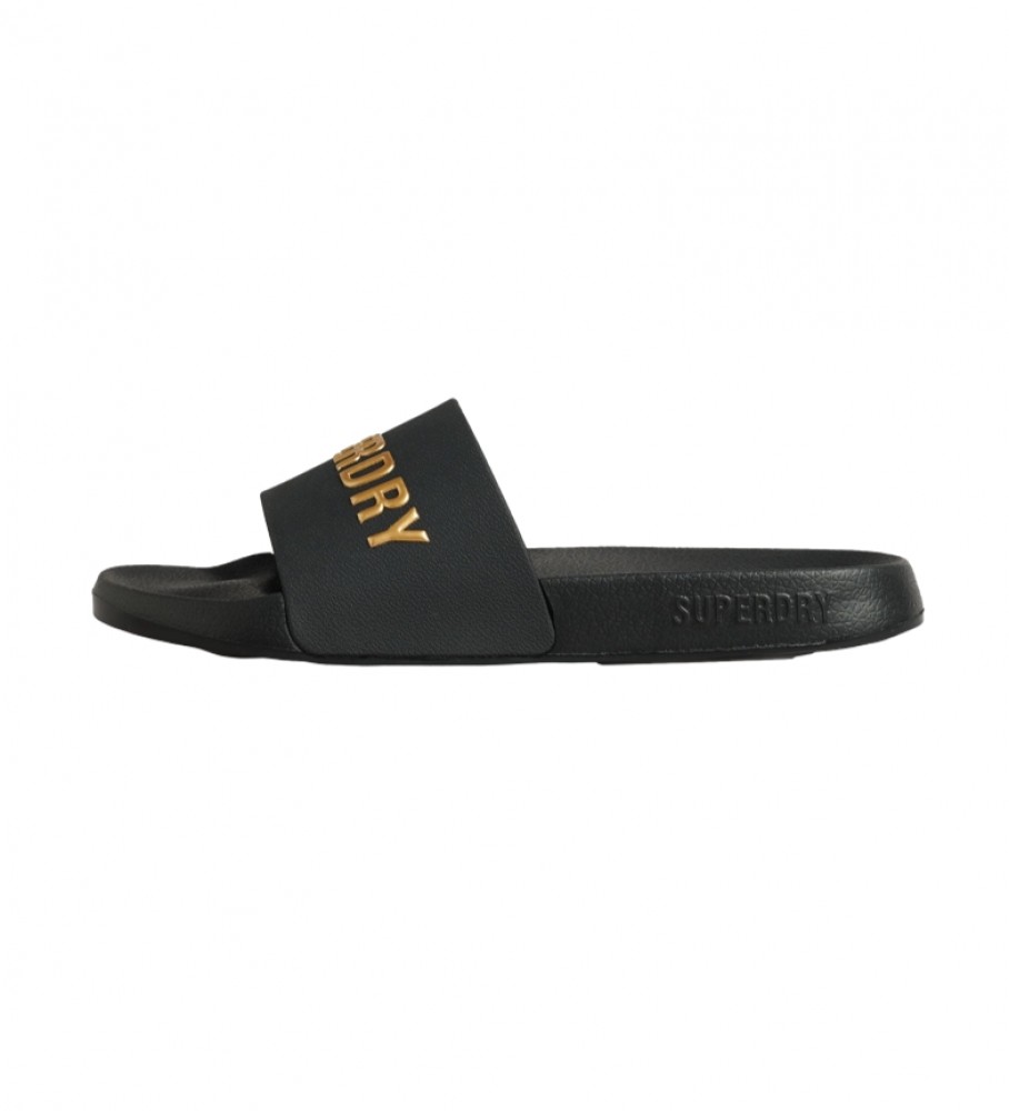 Chinelo de piscina Superdry Code com logo, preto.