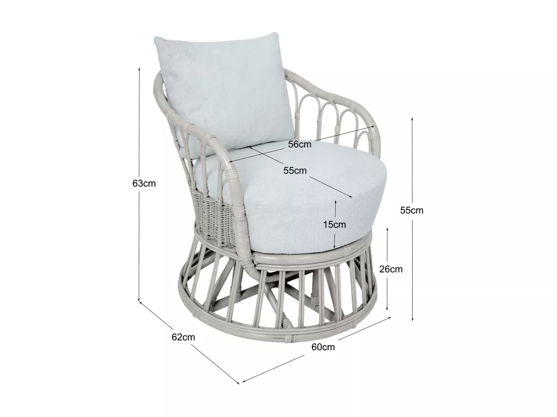 Fauteuil en rotin naturel et tissu beige
