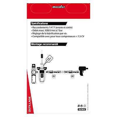 Lubrificateur pour outils pneumatique 1/4