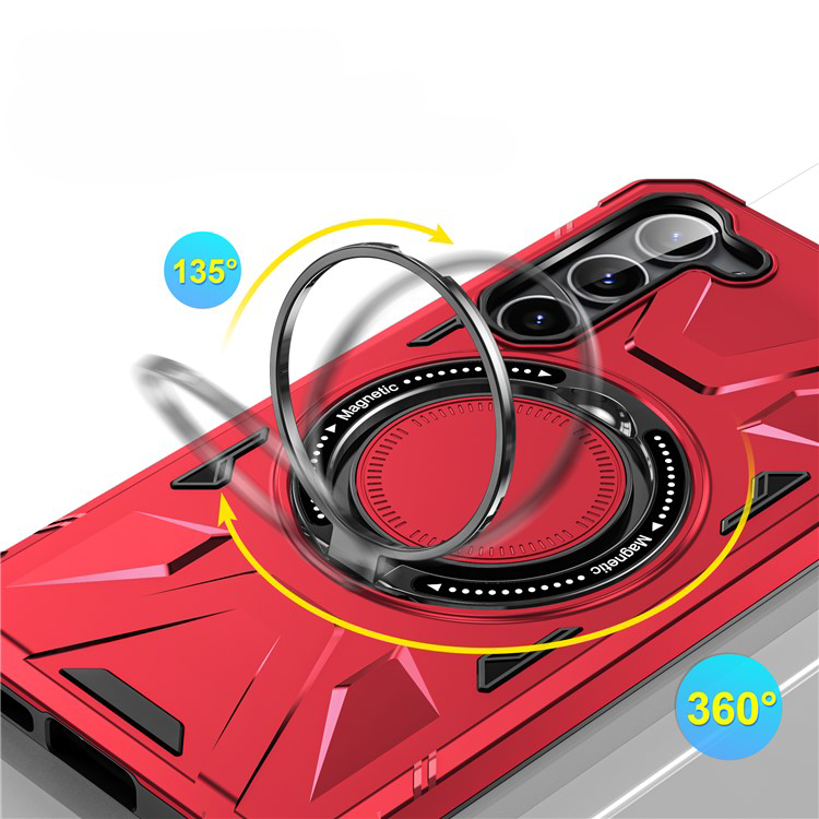 Samsung Galaxy S25 / S24 Hybrid Outdoor Hardcase Hülle mit MagSafe-Modul   Kickstand Aufsteller - Rot