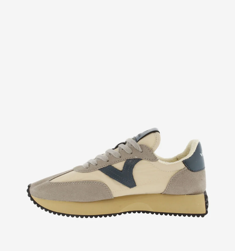 COSMOS RÉTRO NYLON & CUIR FENDU Baskets rétro pour femmes super légères PETROLEO