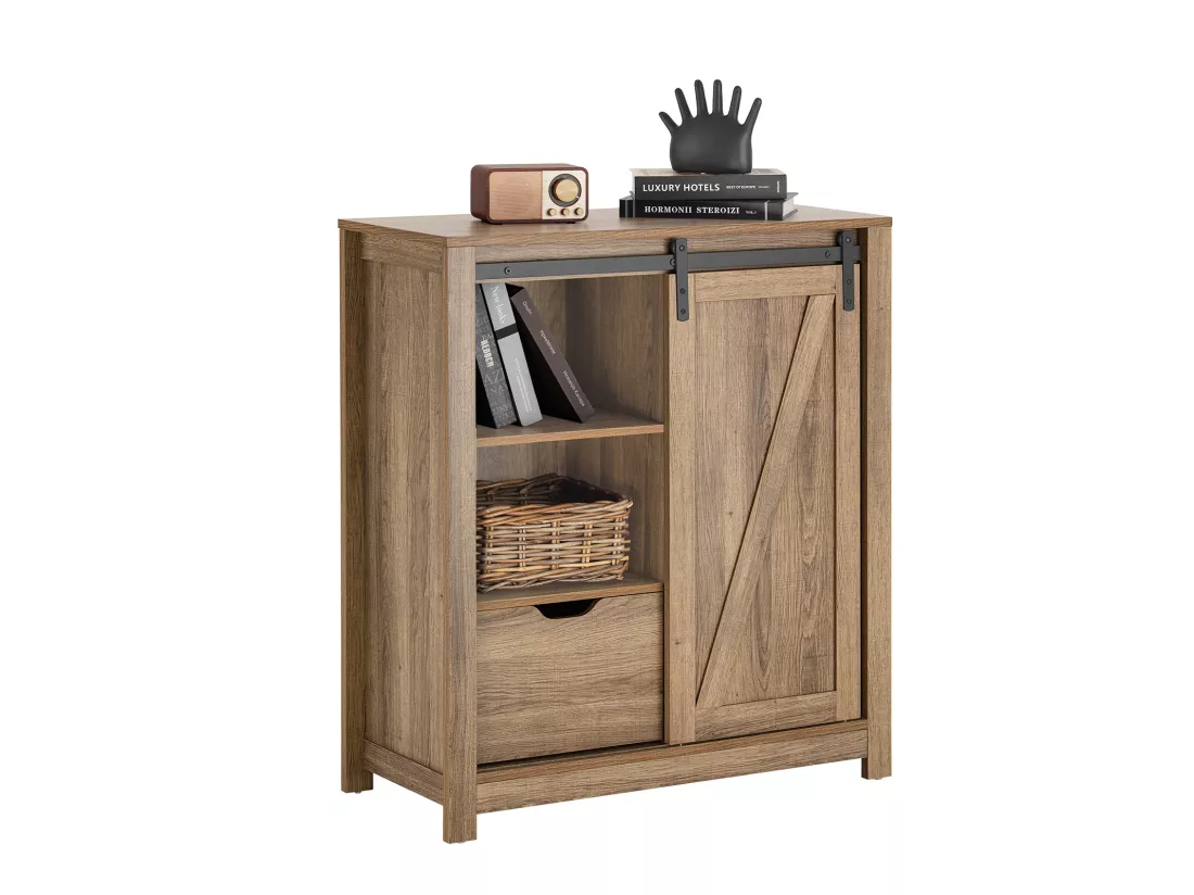 Armoire à Chaussures Commode à Chaussures Commode avec Porte de Grange Coulissante, FSB59-BR