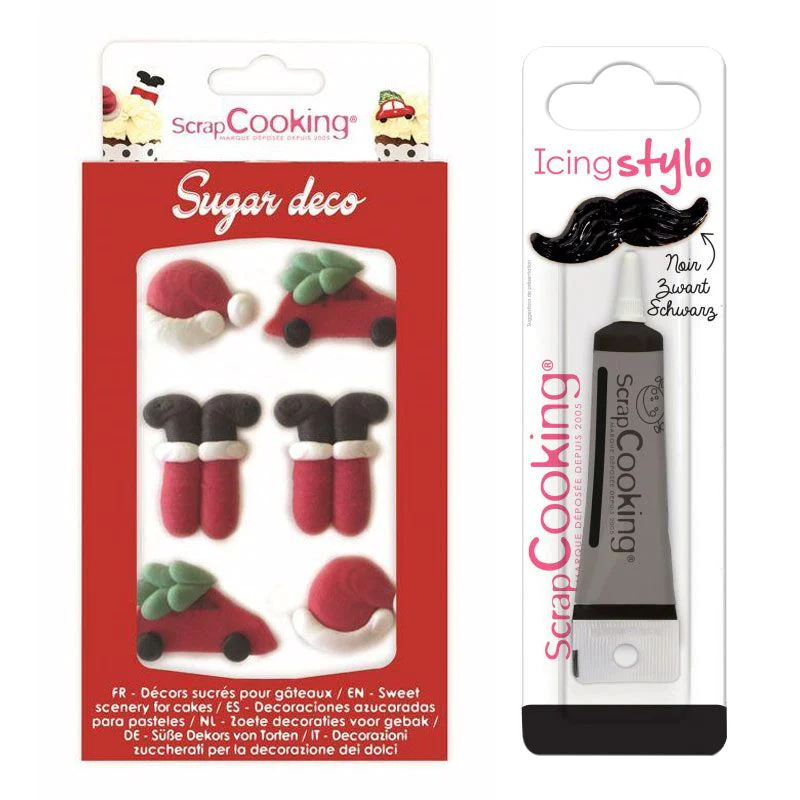Décosucres Père Noël + Stylo de glaçage noir Scrapcooking