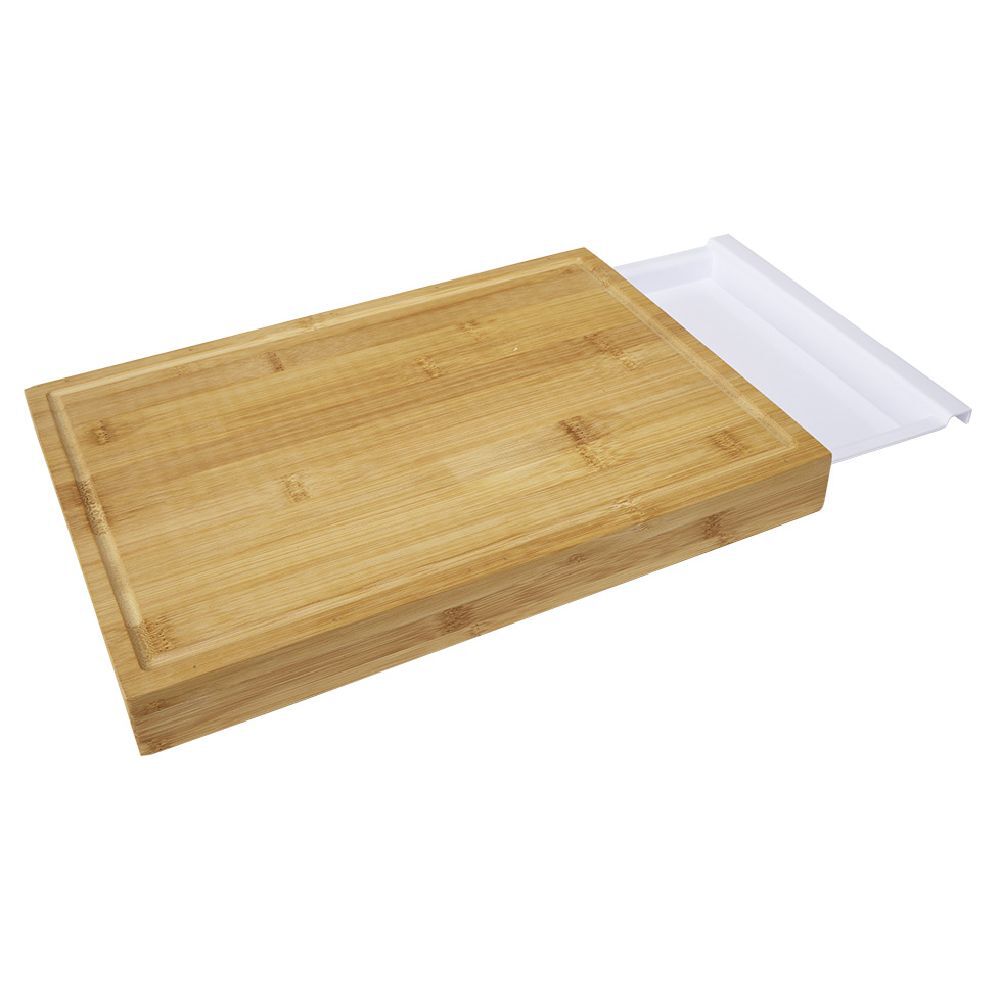 Planche à découper avec plateau collecteur extractible 38x25,5xH3,5cm