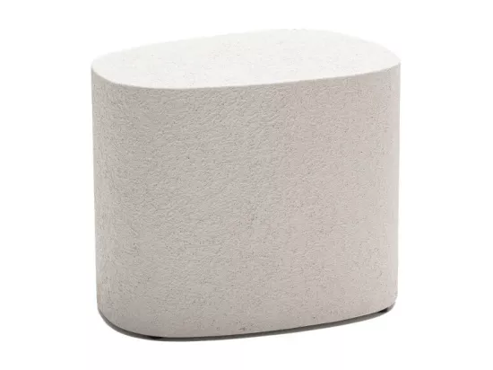 Zen - Table d'appoint organique en bois finition marbre recyclé 30x63cm - Écru