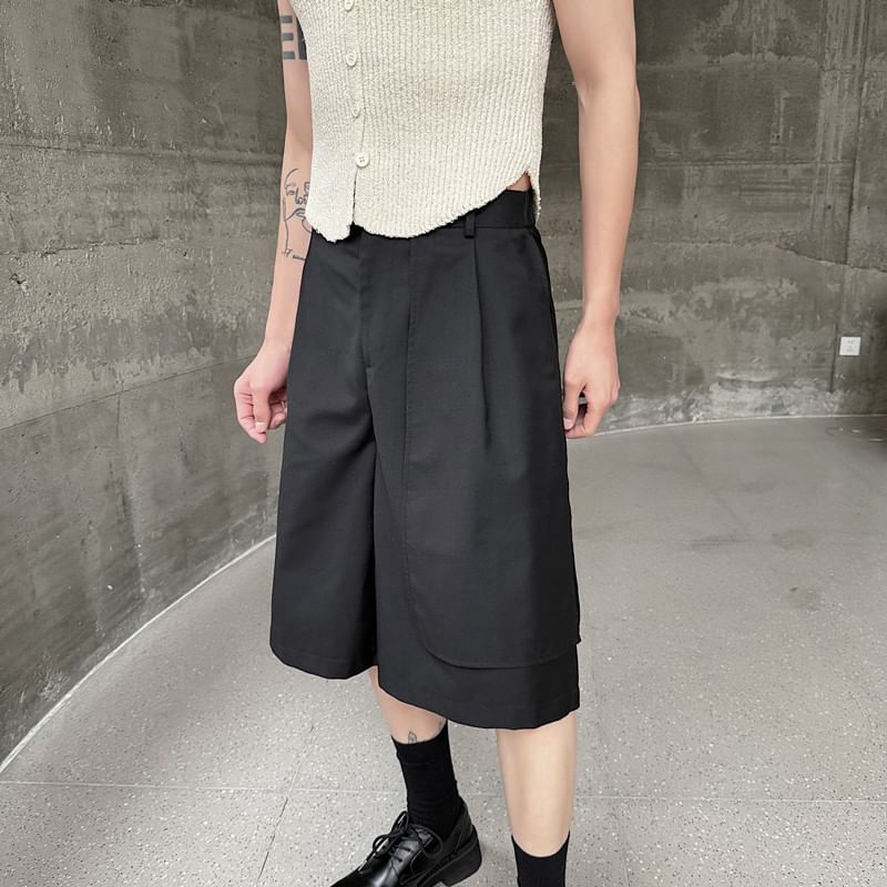 Freehop - Hoge taille effen asymmetrische shorts
