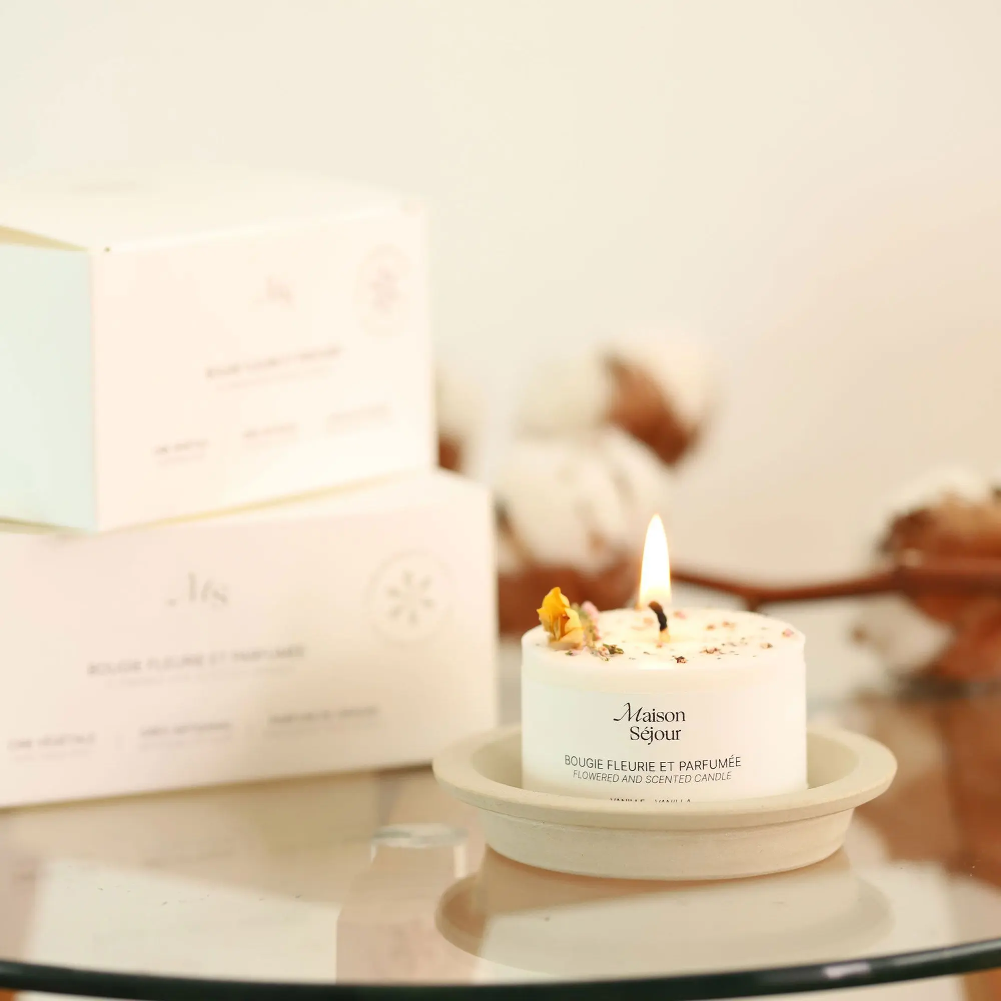 Maison Séjour - Vanille Bougie fleurie et parfumée- Nouveautés