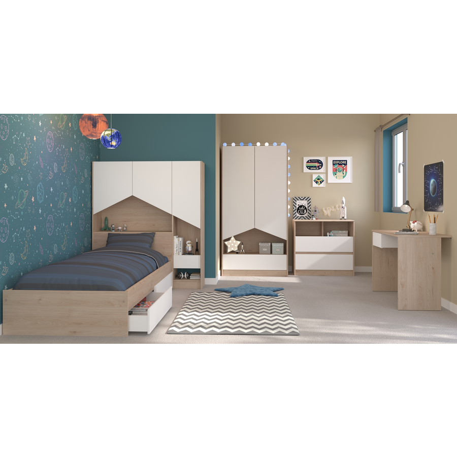 Parisot Kinderzimmer 6-tlg. Shelter 1 Eiche Jackson - Weiß Eiche Jackson - Weiß