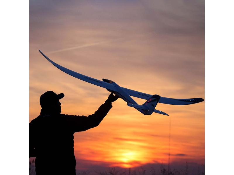 E-flite Motorsegler Night Radian 2000 mm BNF Basic Elektrosegler mit Nachtflug-Beleuchtung und AS3X Technologie