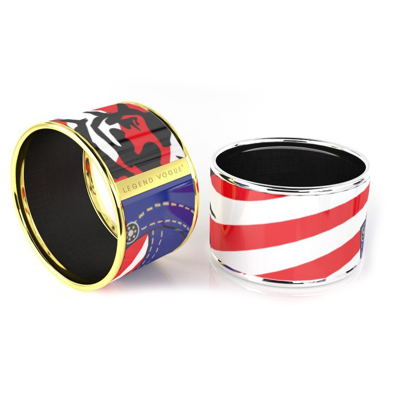 Legend Vogue - Bracelet Bangle Or Jaune Exotic Romance USA Bleu Blanc Rouge