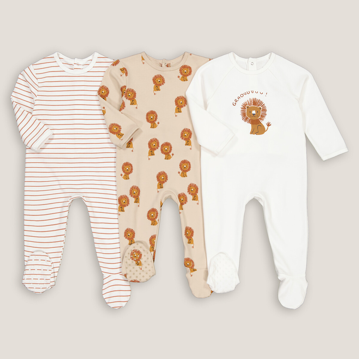 COLEÇÃO LA REDOUTE<br>Conjunto de 3 pijamas de algodão