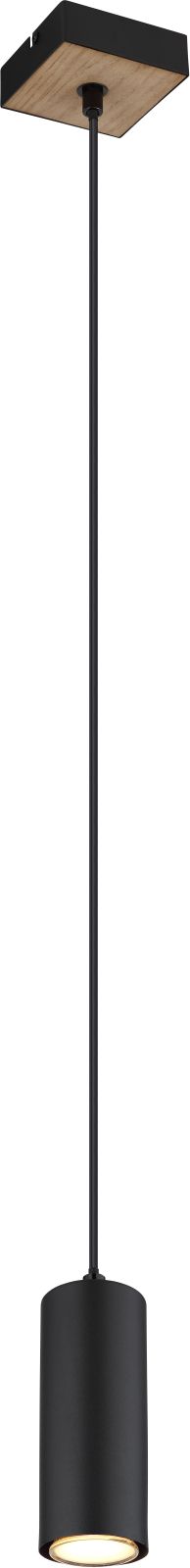 Pendelleuchte - schwarz-matt - Holzoptik - 120 cm
