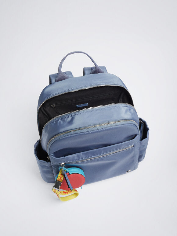 Mochila de nylon com pingente - Azul