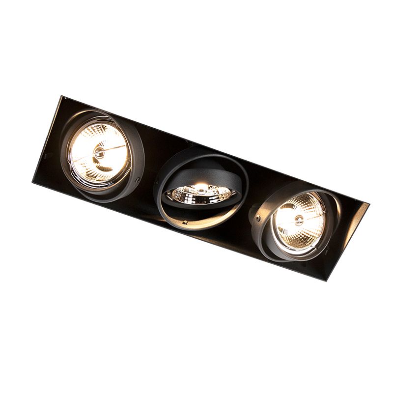 Set van 6 Inbouwspot zwart GU10 AR70 trimless 3-lichts - Oneon