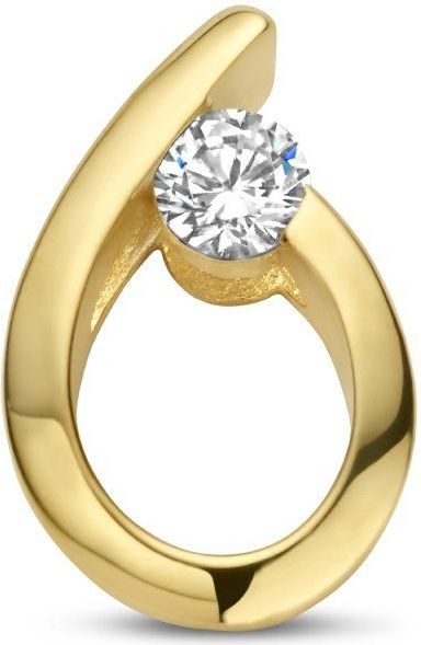 Hanger - Druppel - Zirkonia - 14K Geelgoud - 13x8.5mm