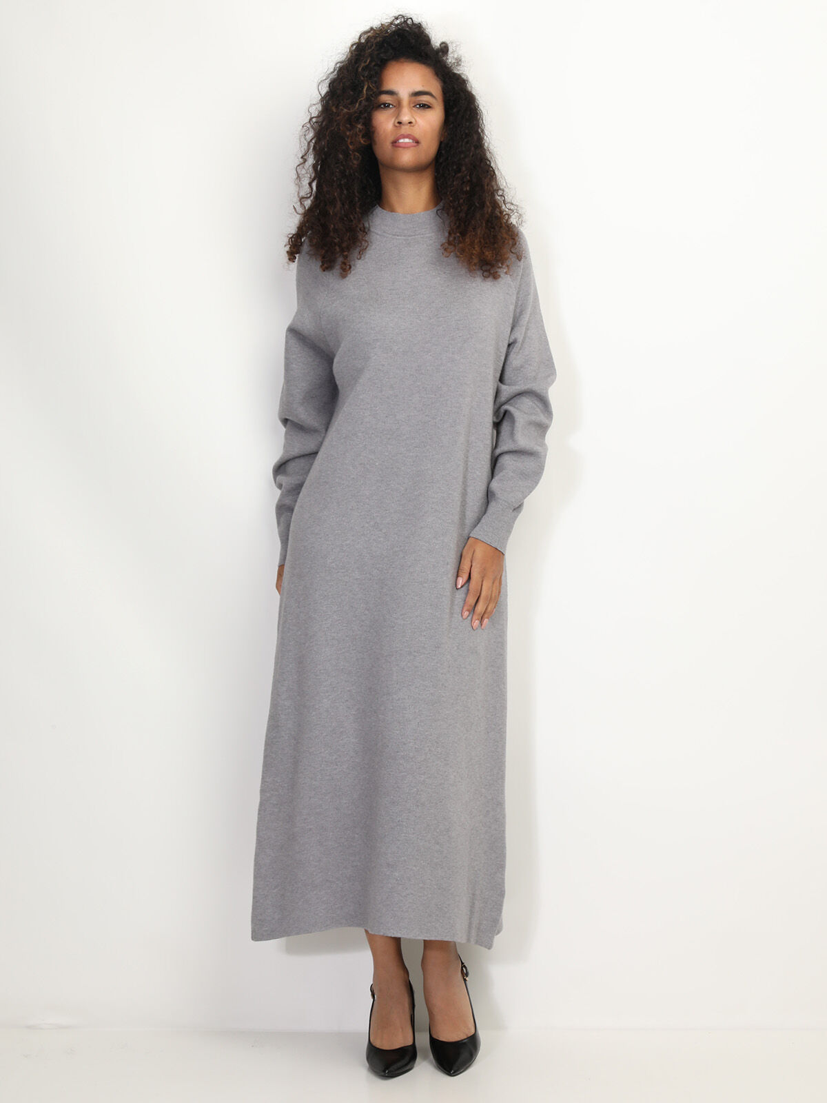 Robe pull longue et ample- Gris