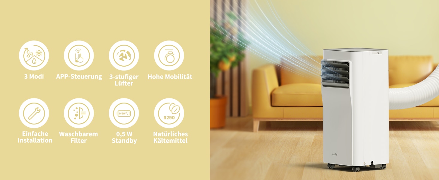 comfee 3-in-1-Klimagerät »»Easy Cool 7000« starker Luftstrom, App und Sprachsteuerung möglich« für Räume bis zu 25 m², mit Temperatursensor
