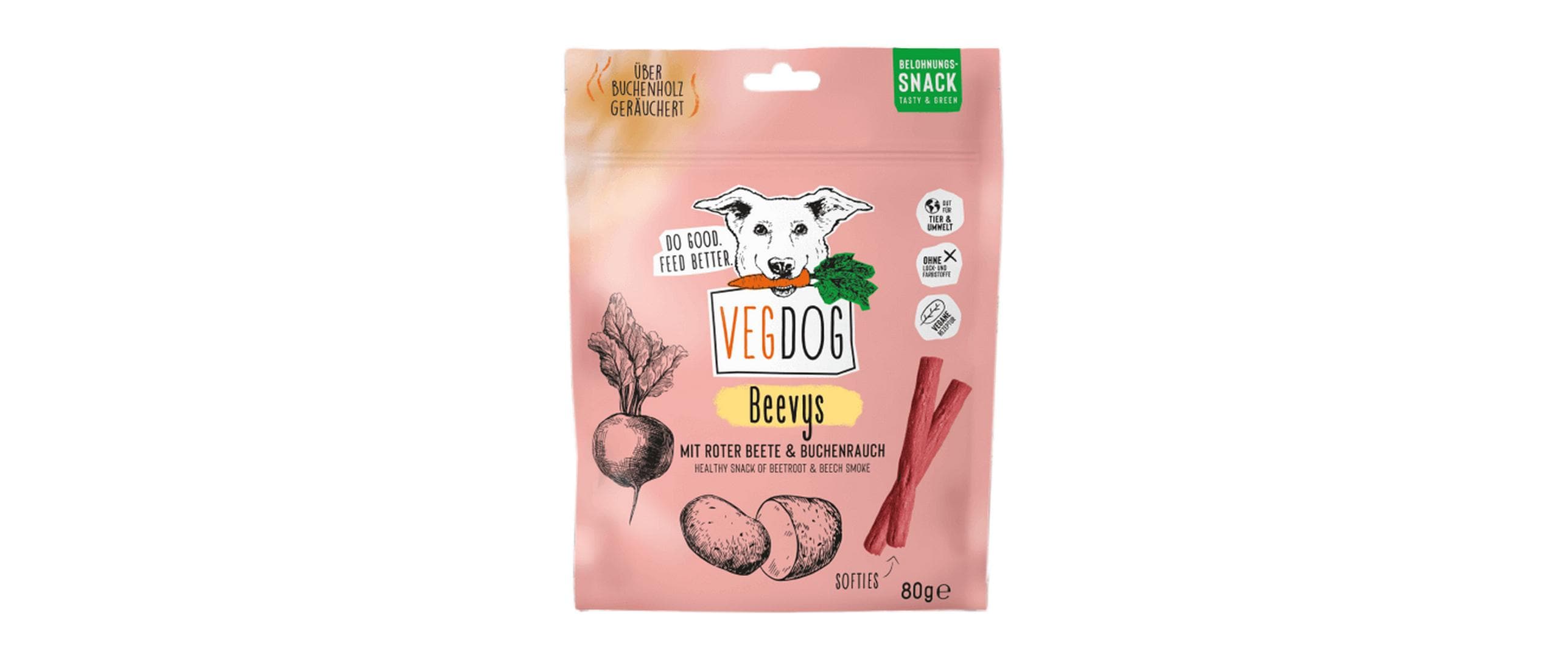 Snack Beevys 80 gHypoallergener Belohnungssnack mit Buchenrauch und Roter Beete