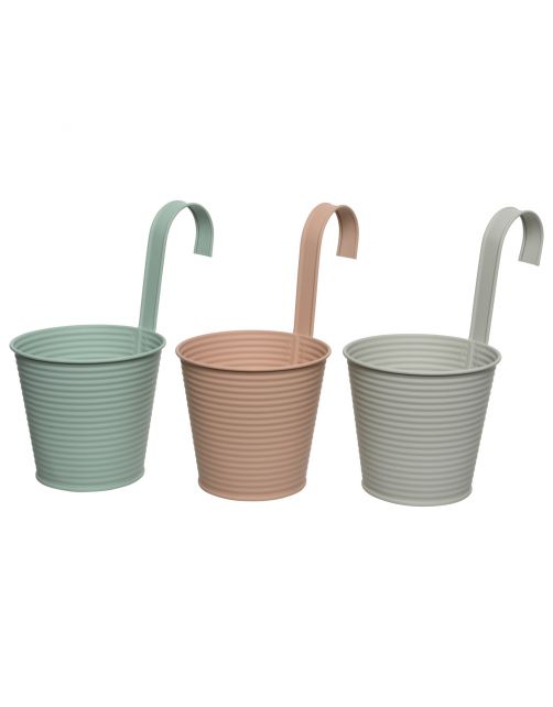 Decoris Hangpot Rond - Buitenpot - 14x10x24 cm Grijs Terra Assorti