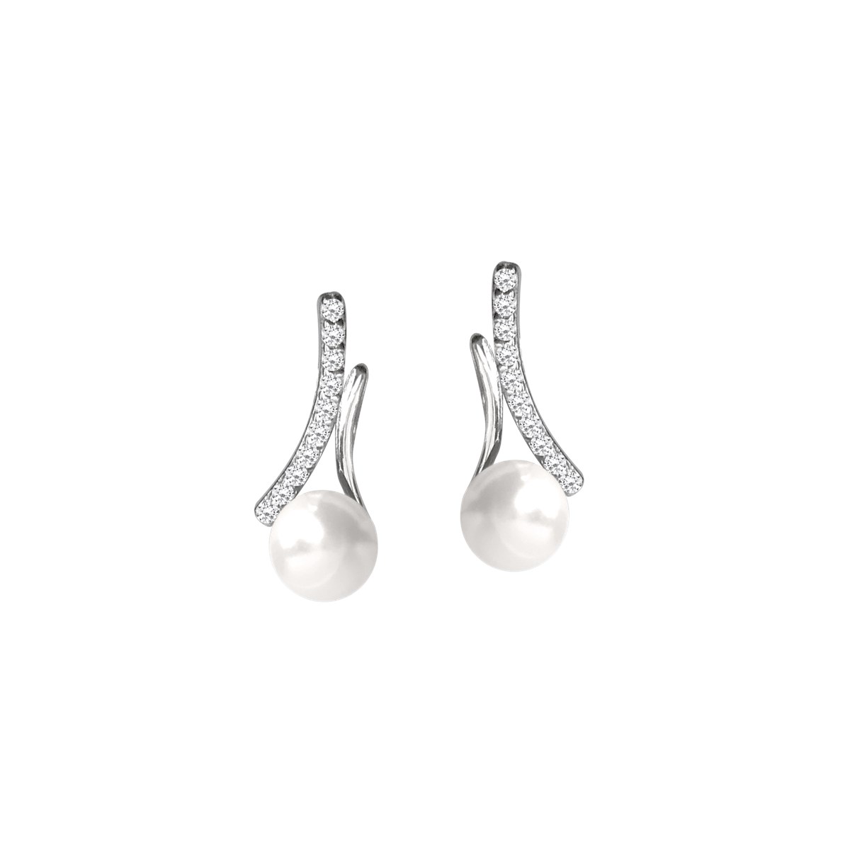 Boucles d'oreilles argent 925 oxyde et perle fantaisie