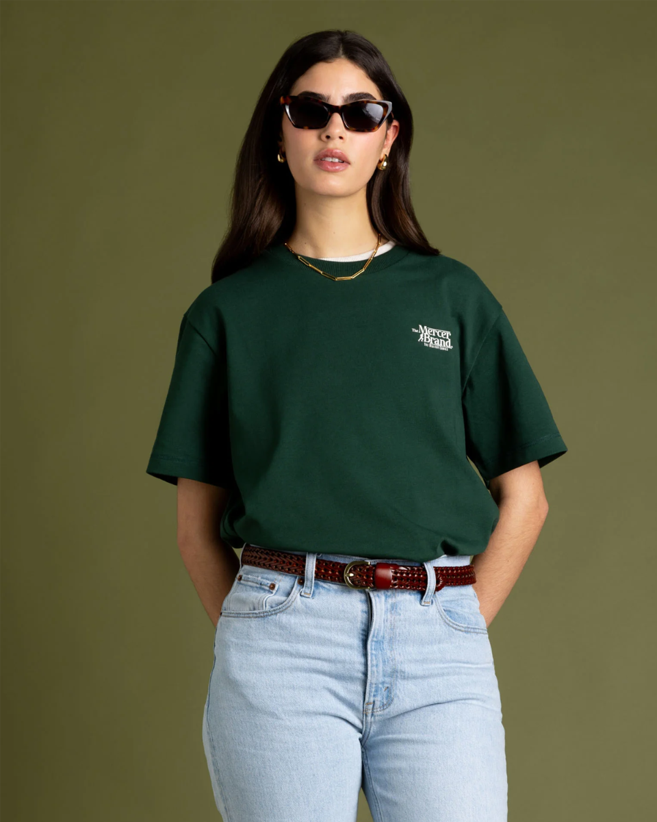 Mercer Amsterdam The Mercer Brand Logo Tee Donkergroen T-Shirt