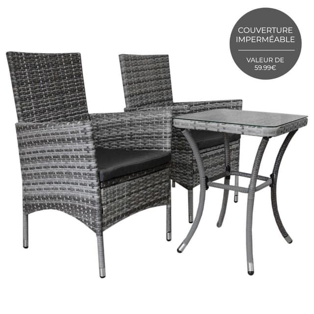 Jardí Rattan Bistro Sæt Grå