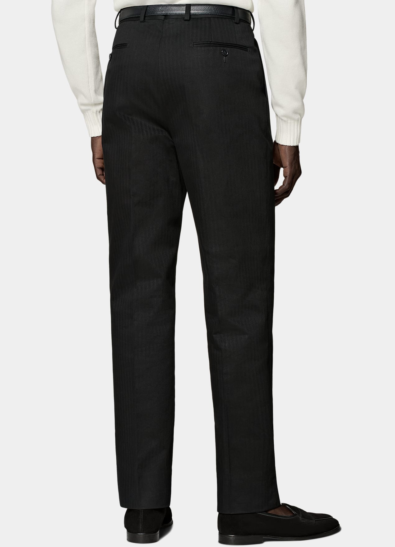 Pantalon Wide Leg Tapered noir à chevrons