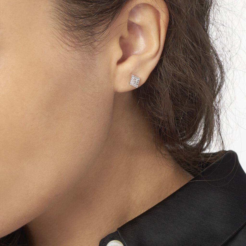 Boucles D'oreilles Puces Dilay Argent Blanc Oxyde De Zirconium
