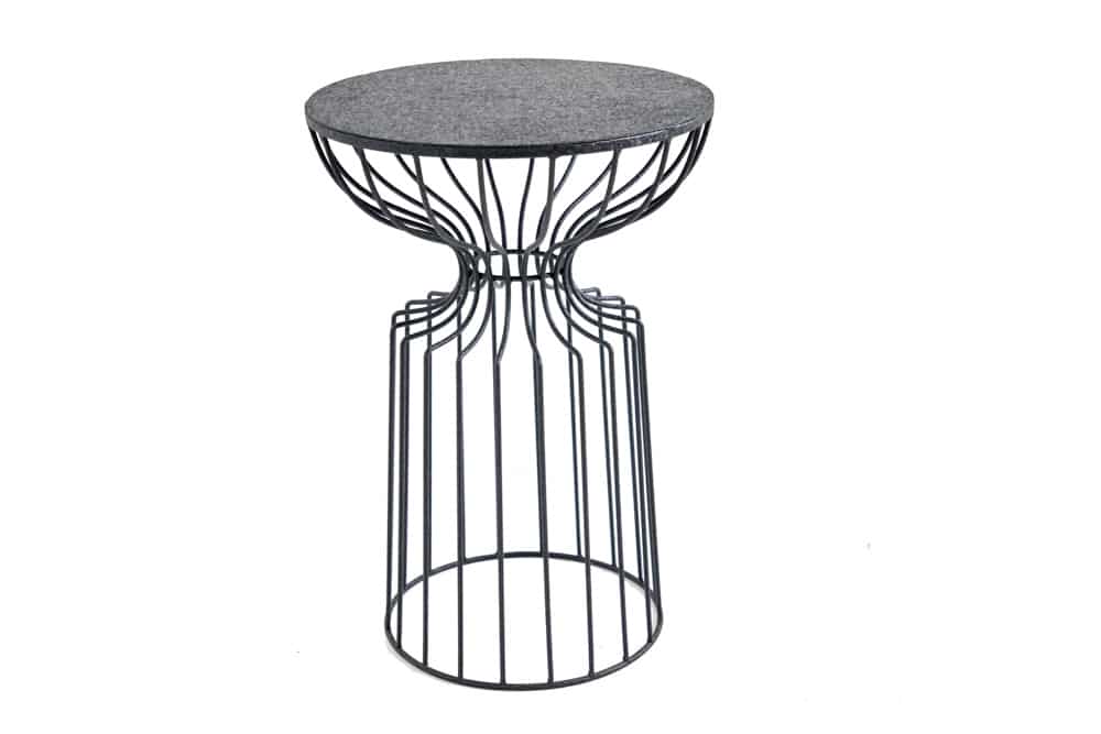 Runder Beistelltisch VARIATION 55cm schwarz Eisen Metallgestell handmade