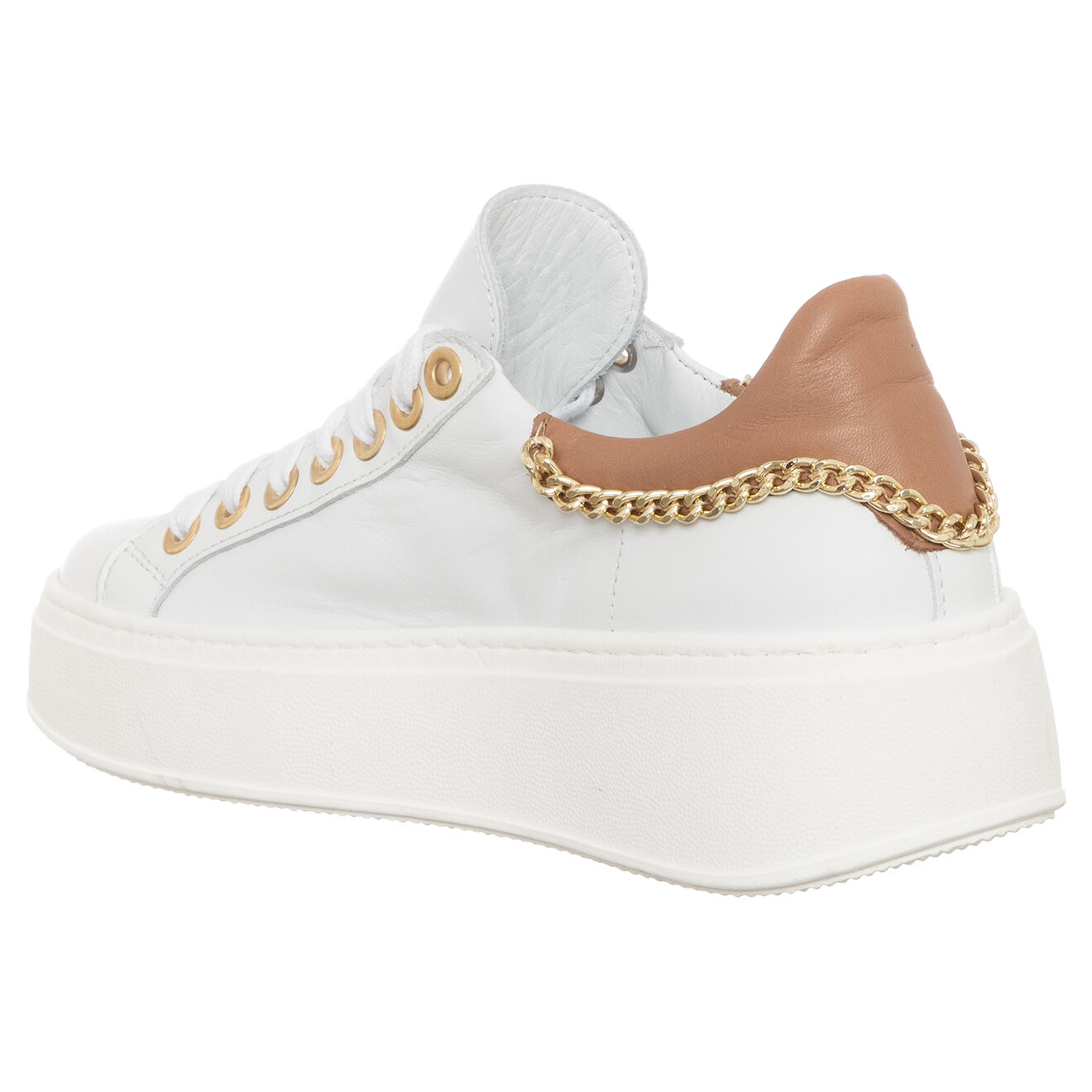 Loretta Pettinari Sneakers en Cuir Odena blanc/beige