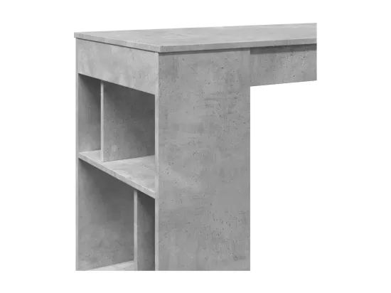 Table de bar avec étagères gris béton bois d'ingénierie