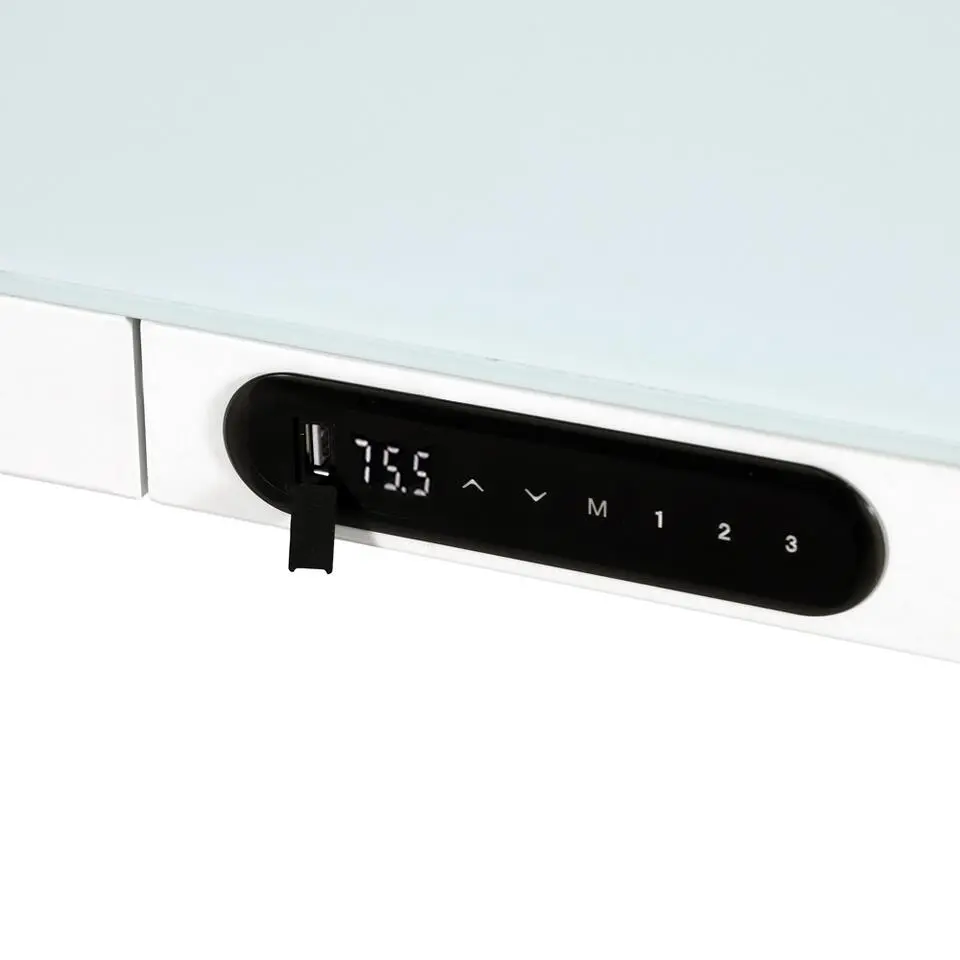 Elektrisch verstelbaar bureau / thuiswerkplek - 120x60 cm - Glas wit