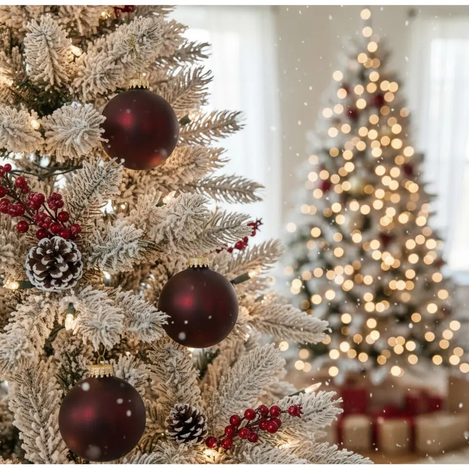 Krebs Kerstballen - 8 stuks - bruin-rood - glas - 7 cm