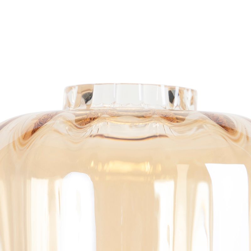Design vloerlamp zwart met amber glas - Qara