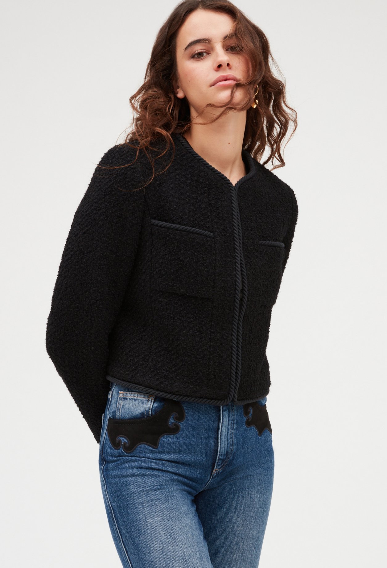 Veste courte tweed noire