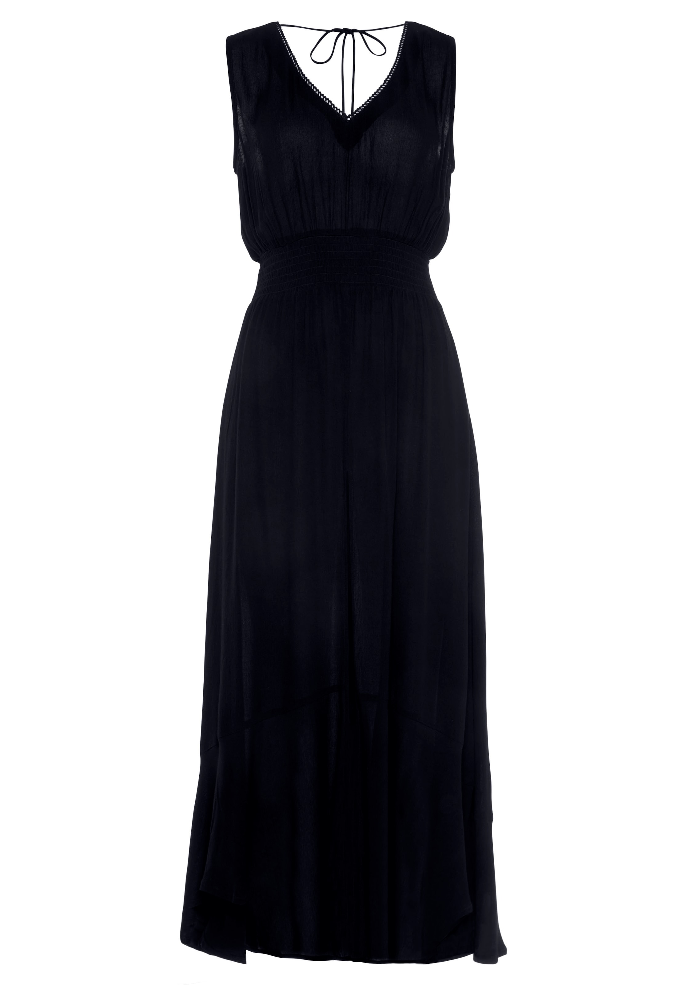 s.Oliver Maxikleid aus gekreppter Viskose zum Binden im Nacken, Sommerkleid, Strandkleid