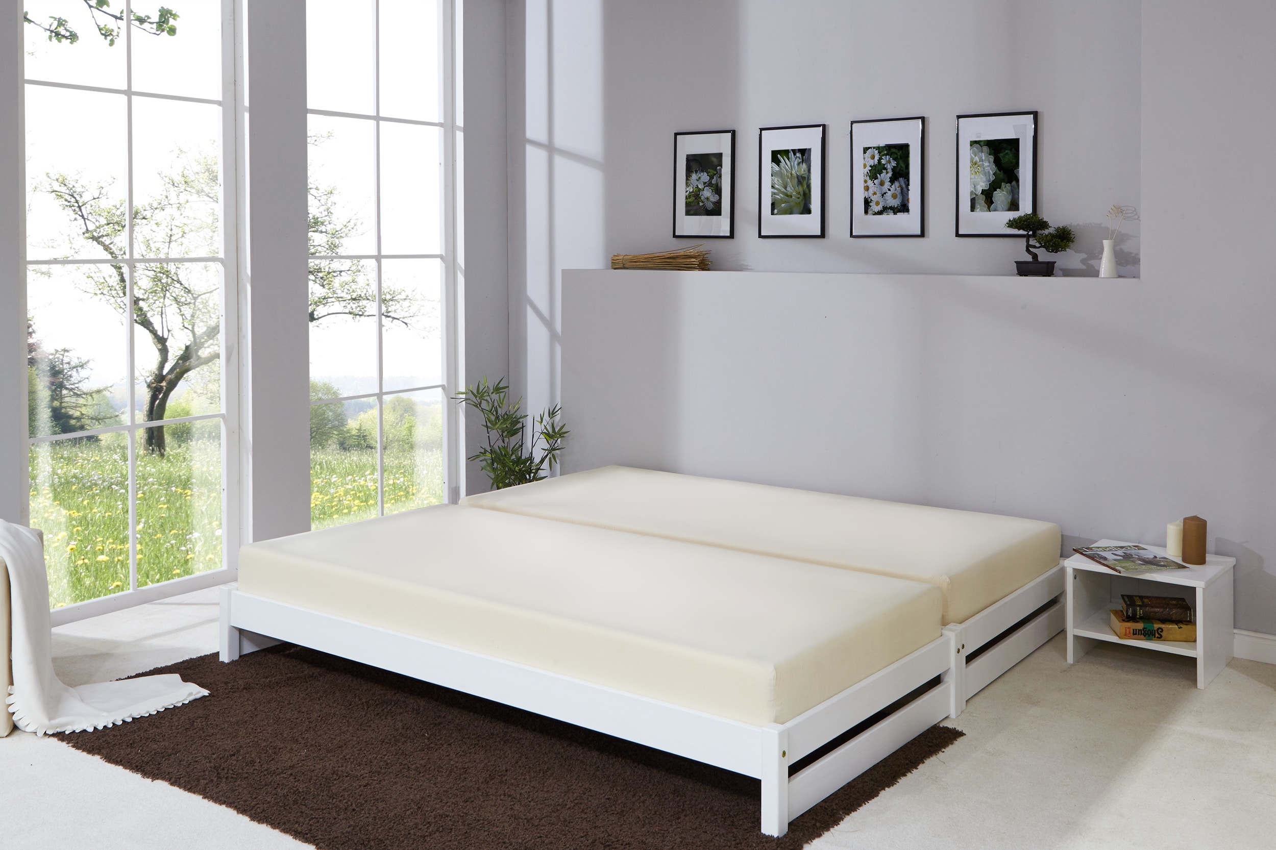 TiCAA TiCAA Massivholz Stapelliege, Stapelbett, Einzelbett, Gästebett Kiefer 90x200