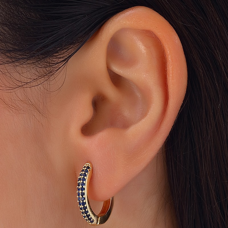 Boucles d'oreilles - Laiton plaqué or & zircon