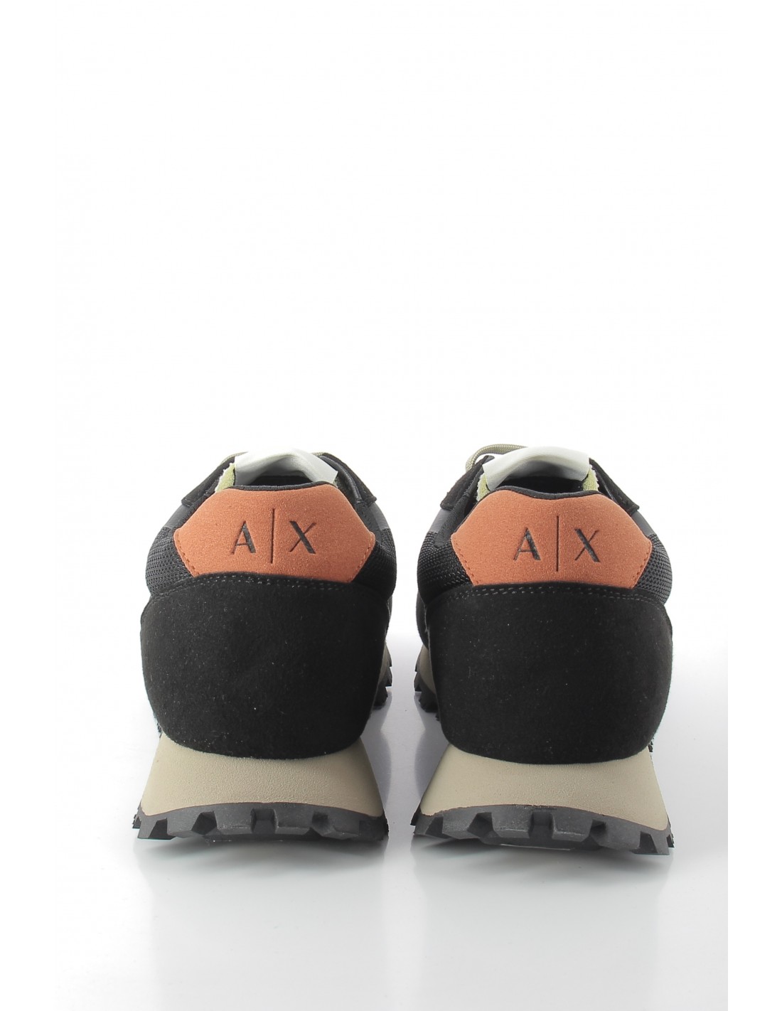 armani exchange Sneakers Homme En Cuir Noir/Orange