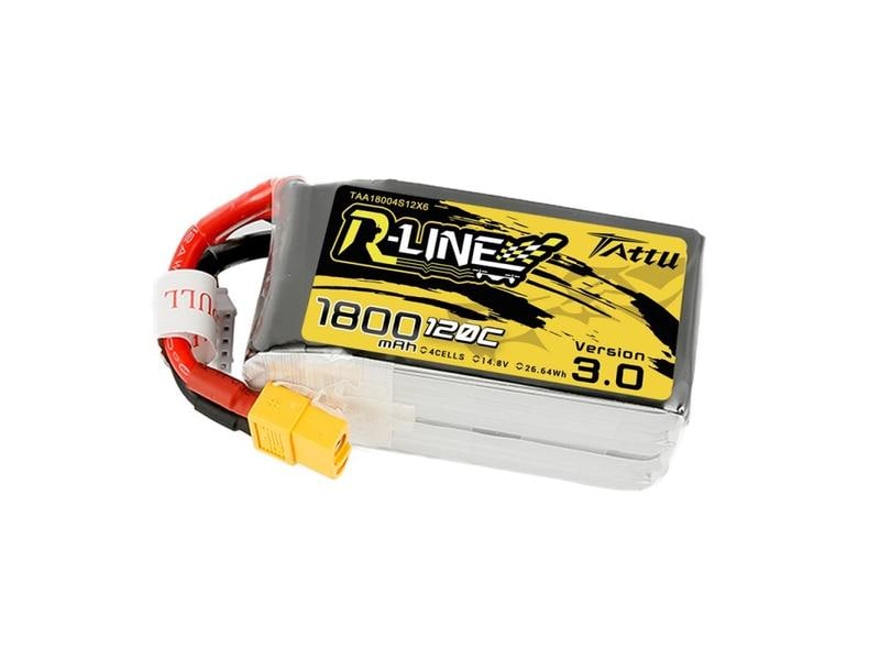 Tattu RC-Akku LiPo 1800 mAh 14.8 V 120C R-Line V3.0 4S LiPo-Akku für Flugmodelle mit XT60 Stecker