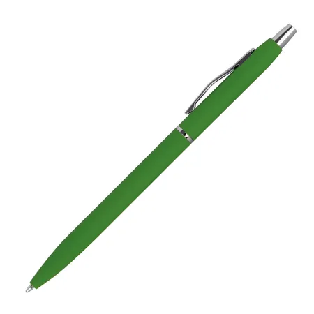 Macma Schlanker Metall-Kugelschreiber, gummiert, Farbe: grün