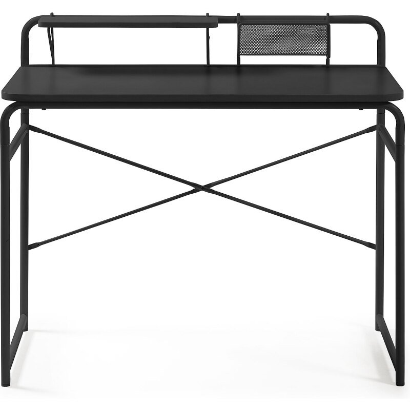 Bureau Foreman en mélamine finition noire et pieds en acier noir 98 x 46 cm