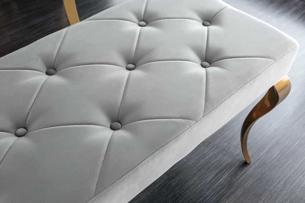 Design Sitzbank MODERN BAROCK 175cm grau Samt gold Edelstahl